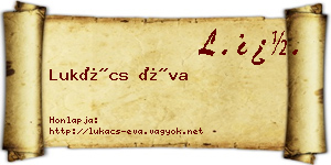 Lukács Éva névjegykártya